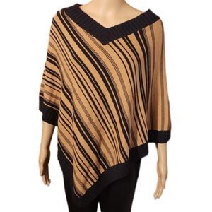 Axcess Poncho Sweater Wrap Black Brown Womens S/M
